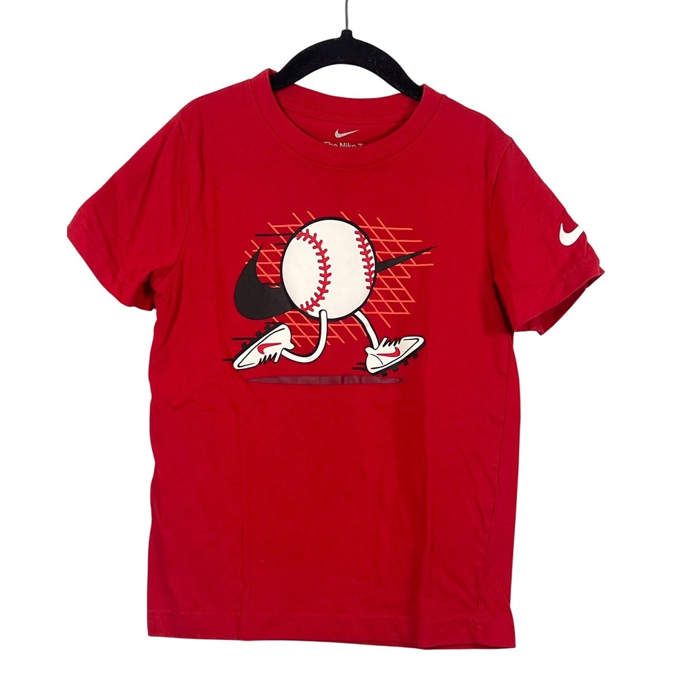 Nike Kids Red Baseball Short Sleeve Athletic Sporty Tee Shirt Boys‎ 7 Sportswear